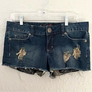 G By Guess Denim Low Rise Cutoff Short Shorts Sz 29 Embellished Distressed Jeans